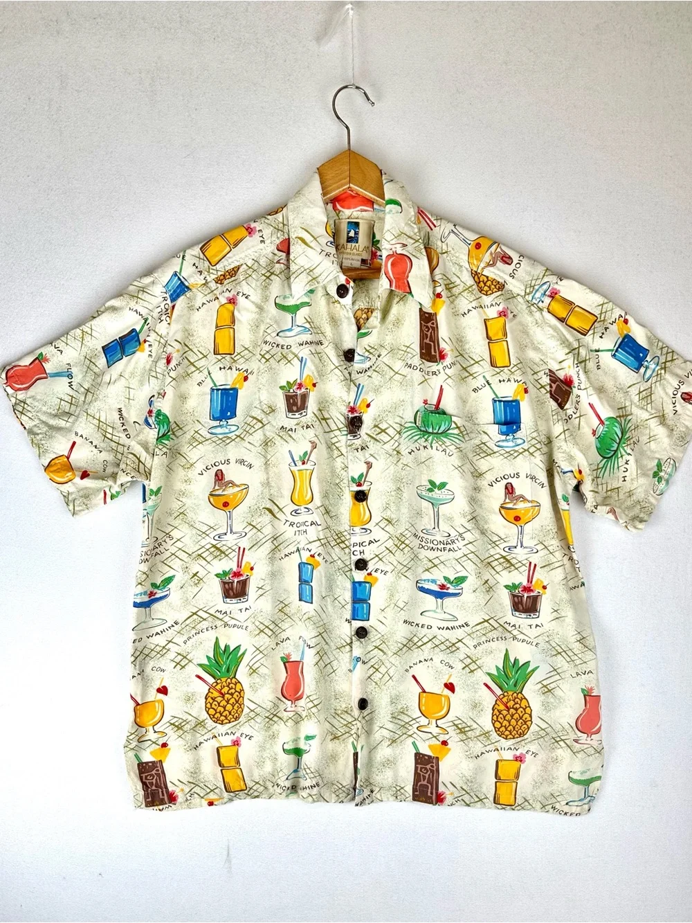 Kahala Hawaiian Mixed Drinks Short Sleeve Aloha Hawaiian Beach Resort